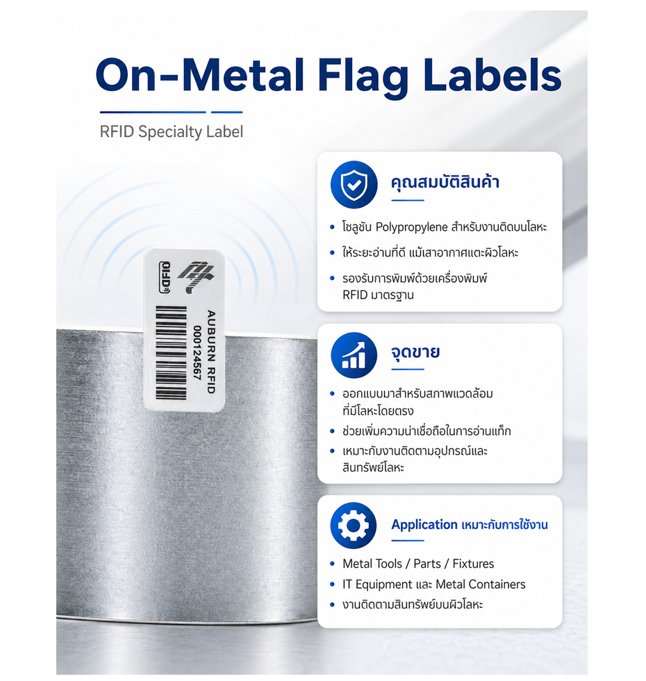 สติ๊กเกอร์ RFID Zebra On-Metal Flag Labels