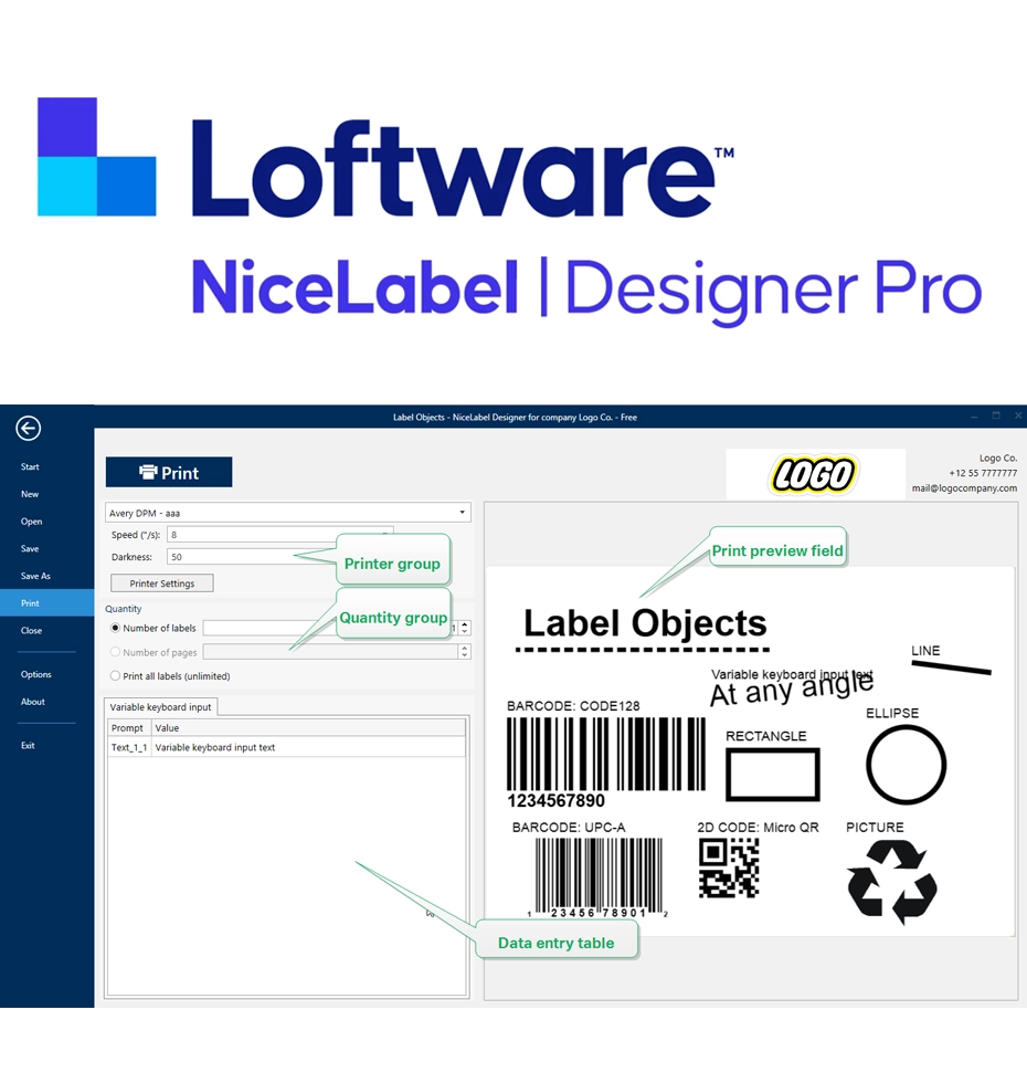 โปรแกรมออกแบบบาร์โค้ด NiceLabel Designer : Pro Software