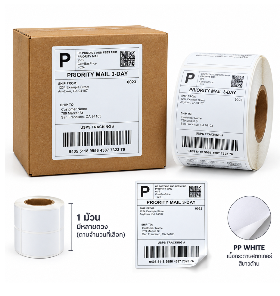 สติ๊กเกอร์บาร์โค้ด-PP-WHITE ขาวด้าน-ฉลากกันน้ำ-6